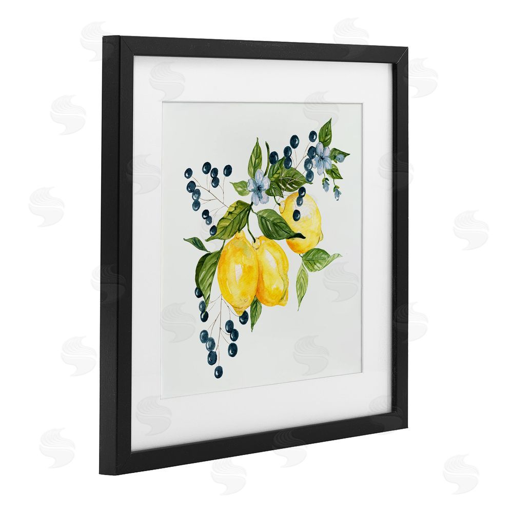 Livi Finn Lemon Branch with Berries Black Framed Print Under Glass Wall Art