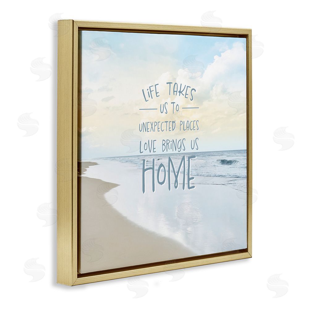 Natalie Carpentieri Love Brings Us Home Inspiration Gold Floating Frame Canvas Wall Art Print