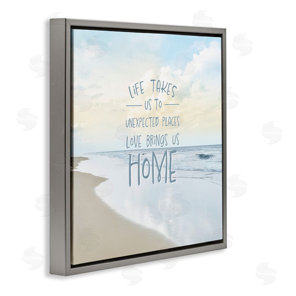Natalie Carpentieri Love Brings Us Home Inspiration Gray Floating Frame Canvas Wall Art Print