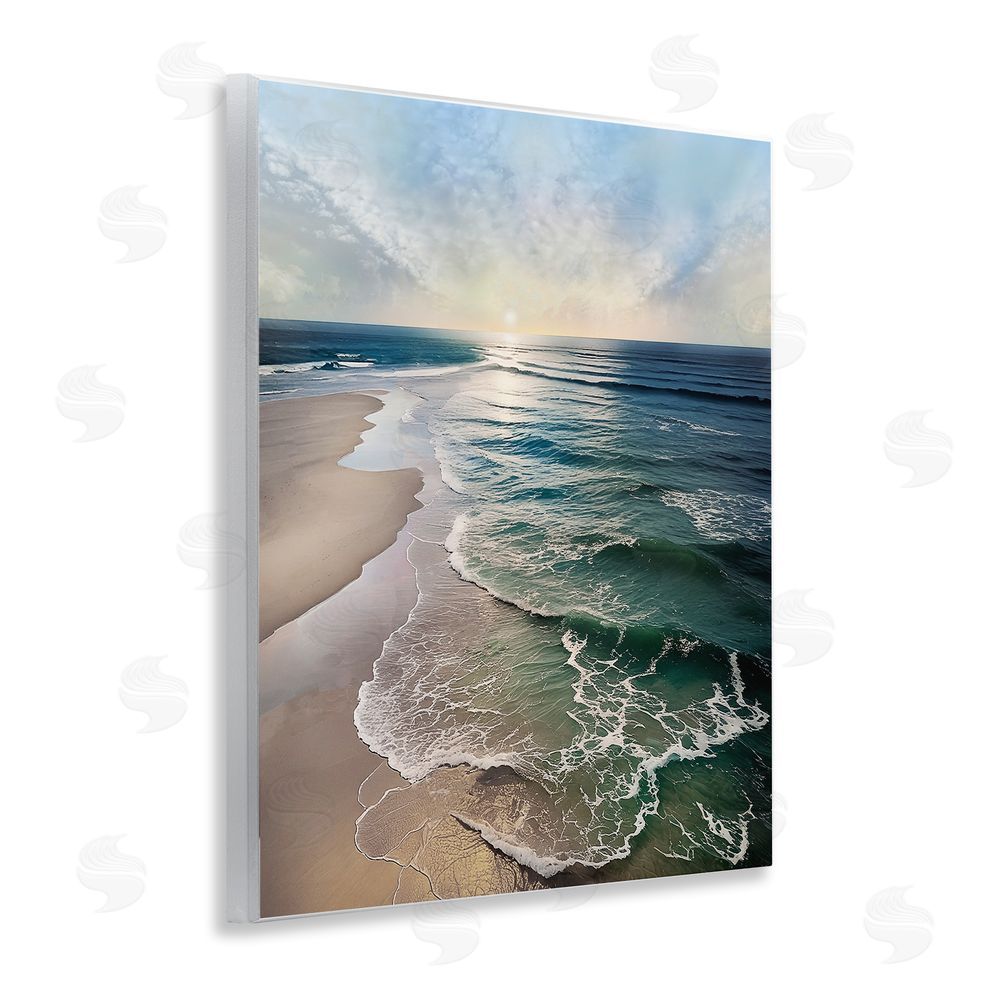 Mike Calascibetta Tranquil Shoreline with Soft Light Wooden Wall Plaque Art Print
