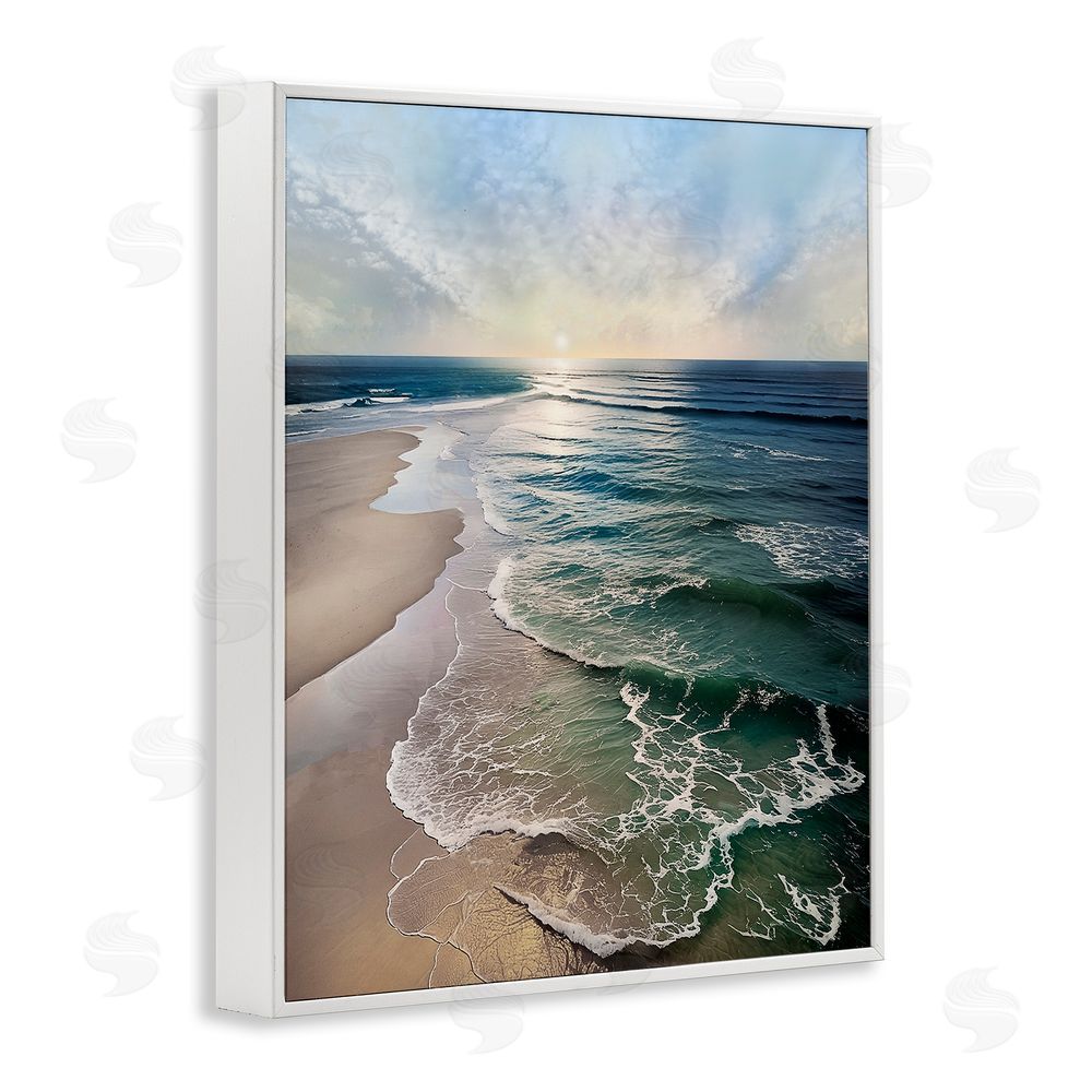 Mike Calascibetta Tranquil Shoreline with Soft Light White Framed Giclee Wall Art Print