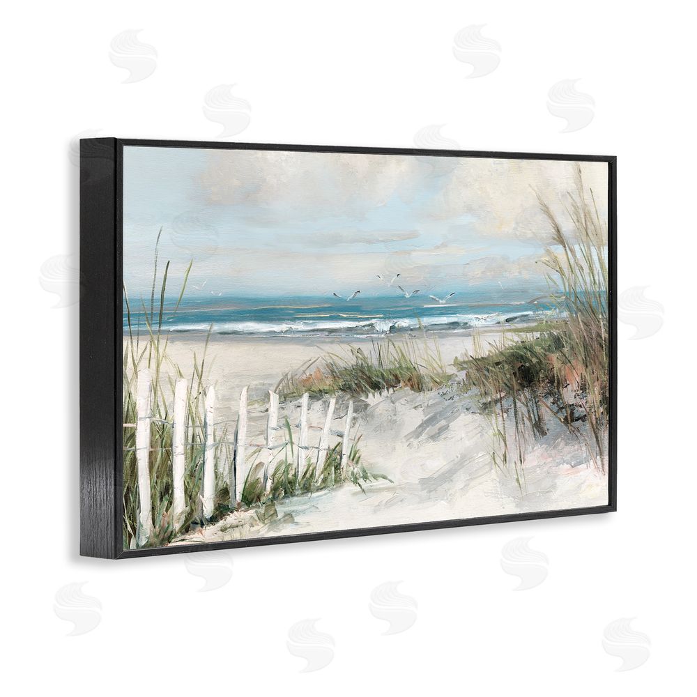 Sally Swatland Dunes With Weathered Fence Black Framed Giclee Wall Art Print