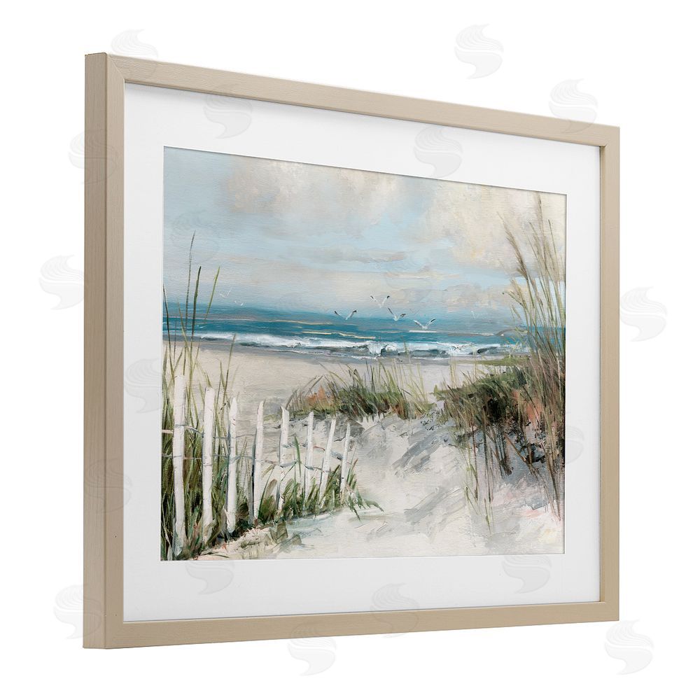 Sally Swatland Dunes With Weathered Fence Brown Framed Print Under Glass Wall Art