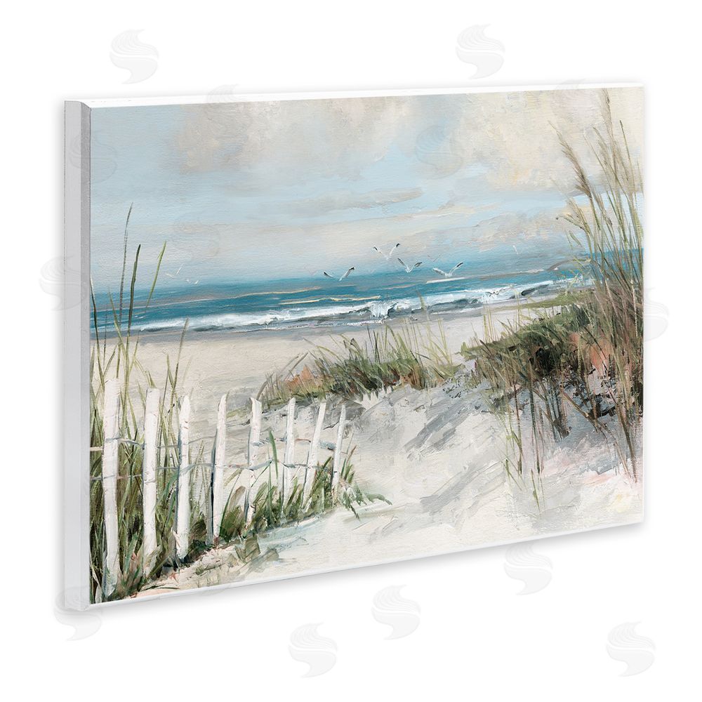 Sally Swatland Dunes With Weathered Fence Wooden Wall Plaque Art Print