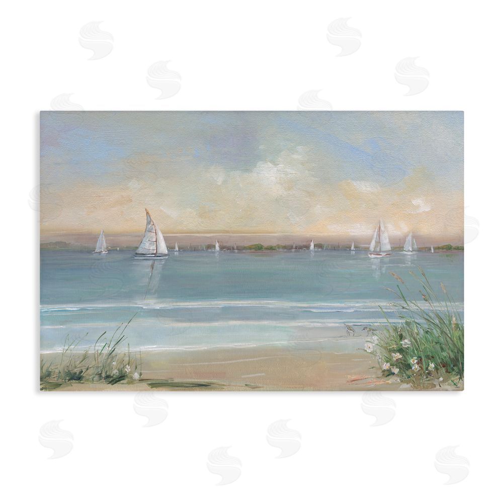Sally Swatland Coastal Sailing At Dawn Stretched Canvas Wall Art Print