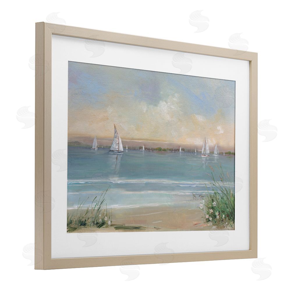 Sally Swatland Coastal Sailing At Dawn Brown Framed Print Under Glass Wall Art