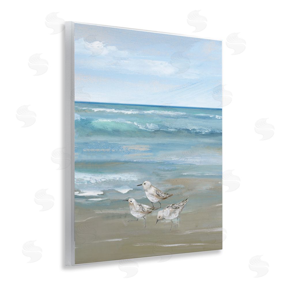 Nan Sanderlings on Gentle Waves Wooden Wall Plaque Art Print
