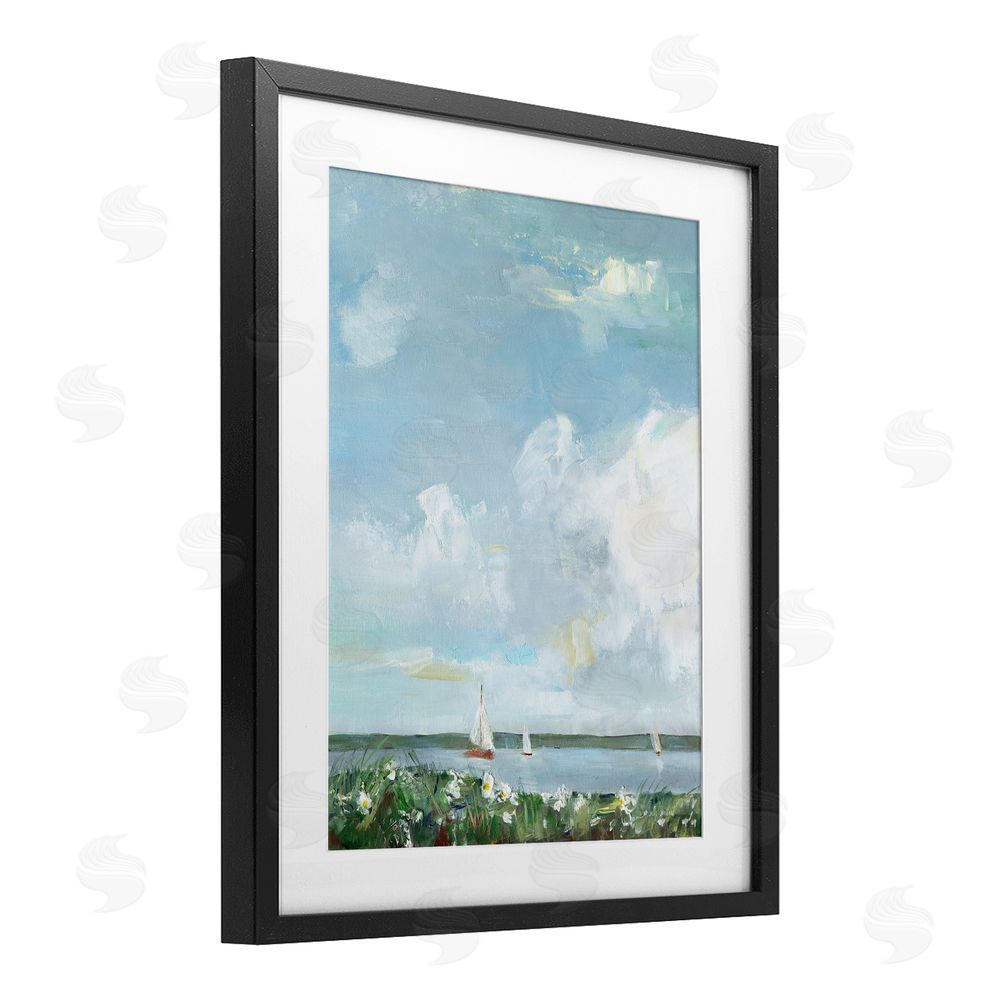 Sally Swatland Seaside Sailing Under Clouds Black Framed Print Under Glass Wall Art