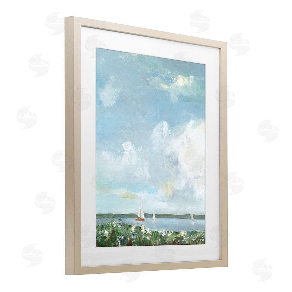 Sally Swatland Seaside Sailing Under Clouds Brown Framed Print Under Glass Wall Art