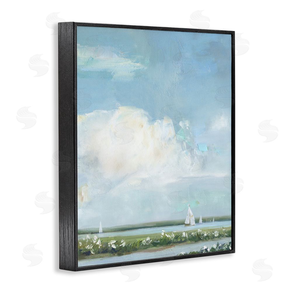 Sally Swatland Seaside Sailing Along Meadow Black Framed Giclee Wall Art Print