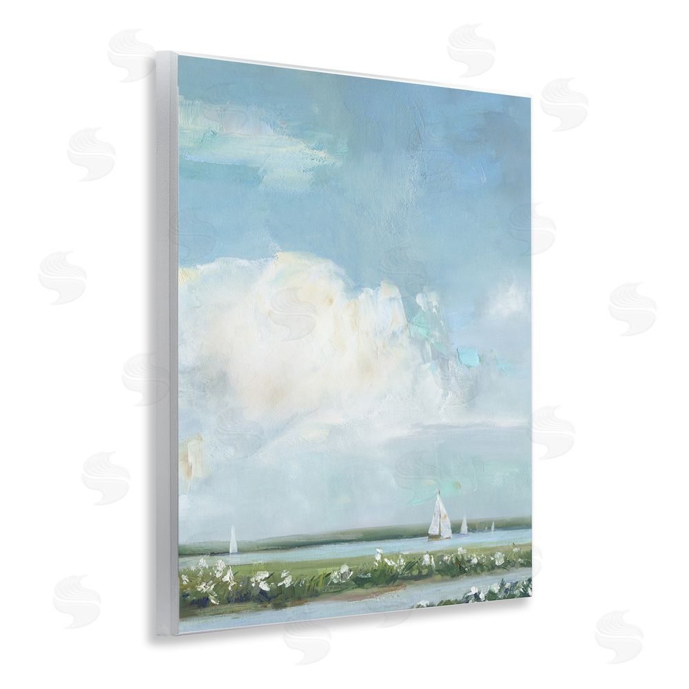 Sally Swatland Seaside Sailing Along Meadow Wooden Wall Plaque Art Print