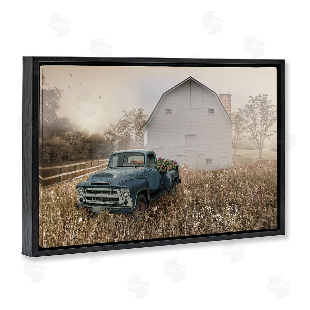 Nan Vintage Pickup in Wildflowers Black Floating Frame Canvas Wall Art Print
