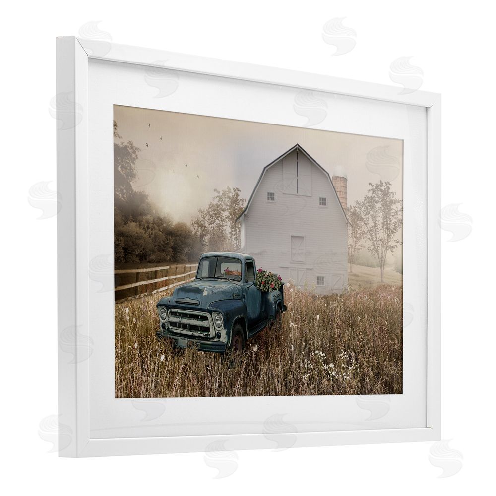 Nan Vintage Pickup in Wildflowers White Framed Print Under Glass Wall Art