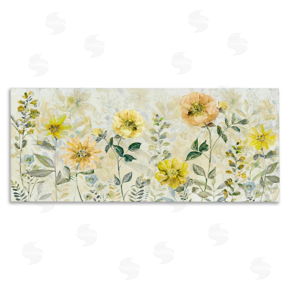 Sally Swatland Yellow Buttercup Garden Stretched Canvas Wall Art Print