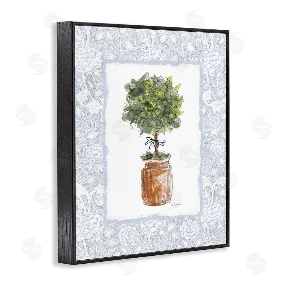 Carol Robinson Potted Topiary with Ribbon Black Framed Giclee Wall Art Print