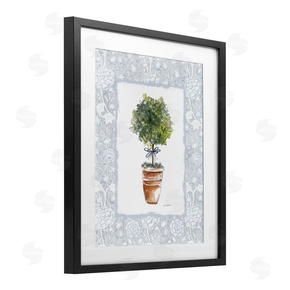 Carol Robinson Potted Topiary in Terracotta Black Framed Print Under Glass Wall Art