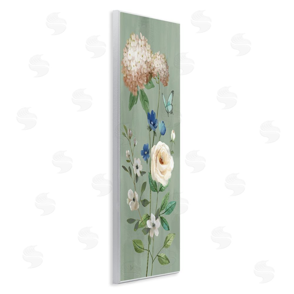 Nan Hydrangea & Rose with Butterfly Wooden Wall Plaque Art Print