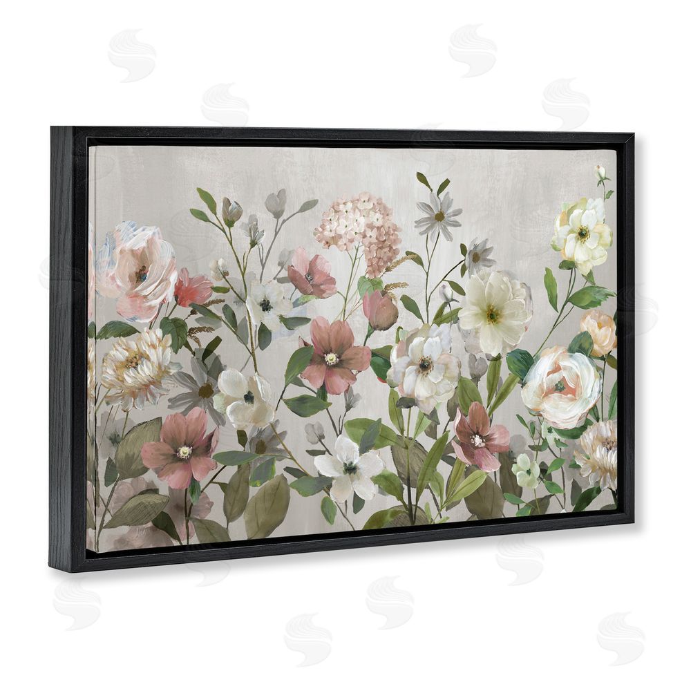 Nan Garden Meadow Arrangement Black Floating Frame Canvas Wall Art Print