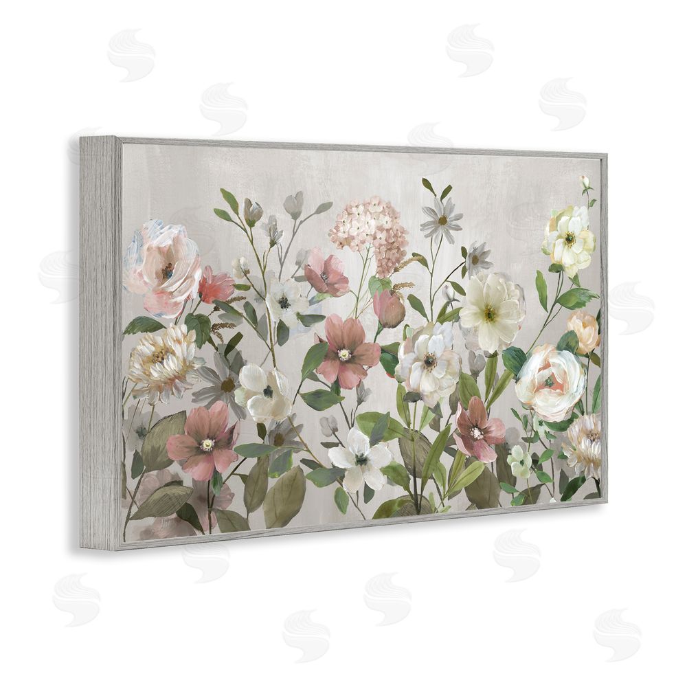 Nan Garden Meadow Arrangement Gray Framed Giclee Wall Art Print