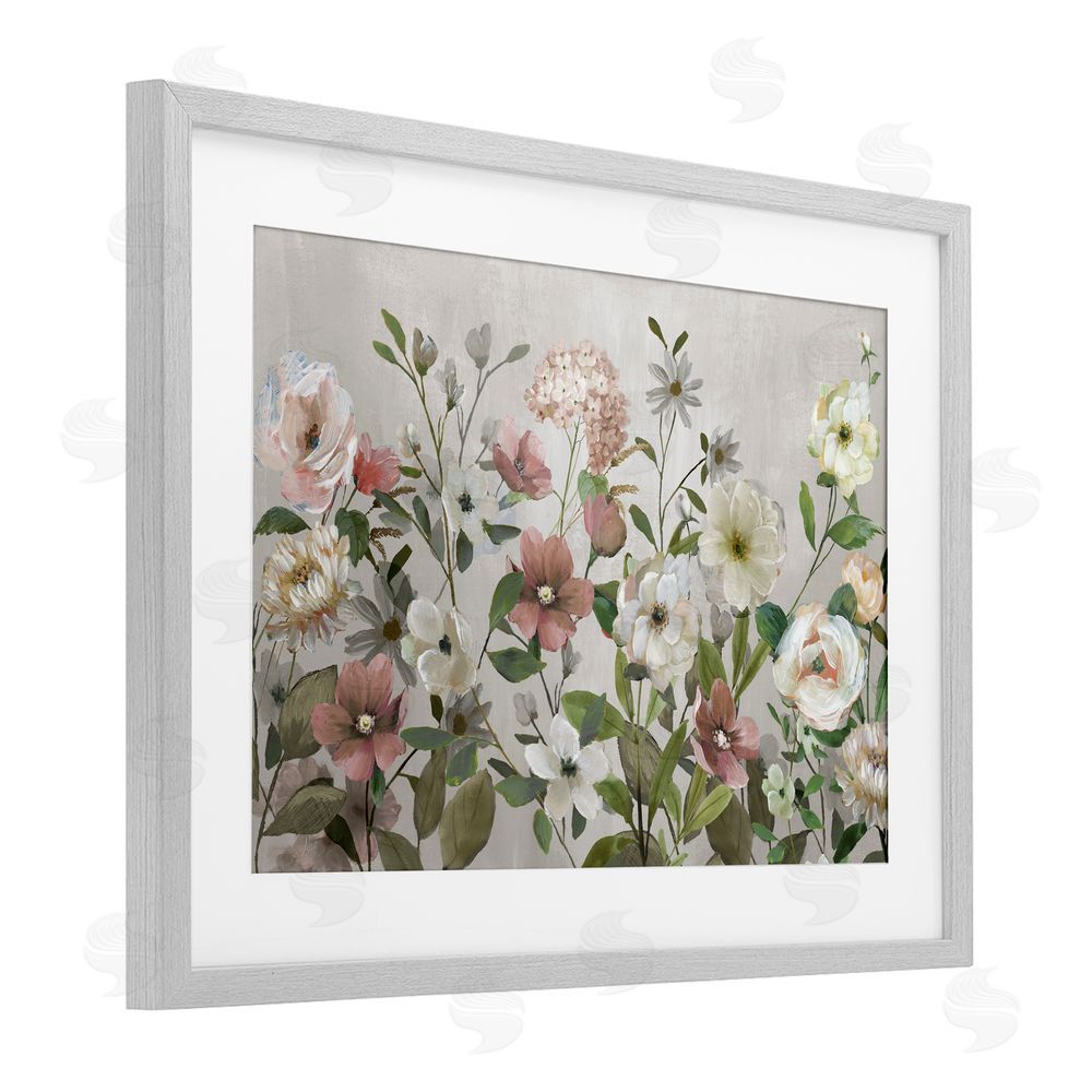 Nan Garden Meadow Arrangement Gray Framed Print Under Glass Wall Art