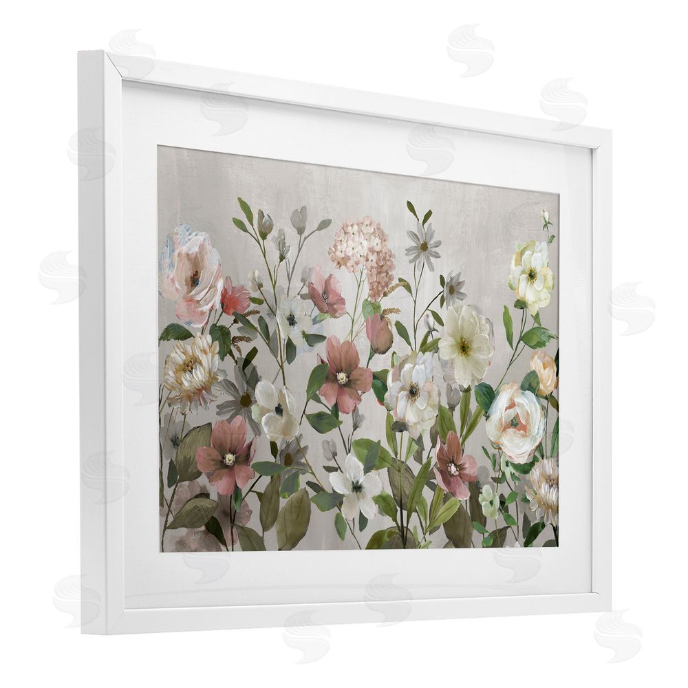 Nan Garden Meadow Arrangement White Framed Print Under Glass Wall Art