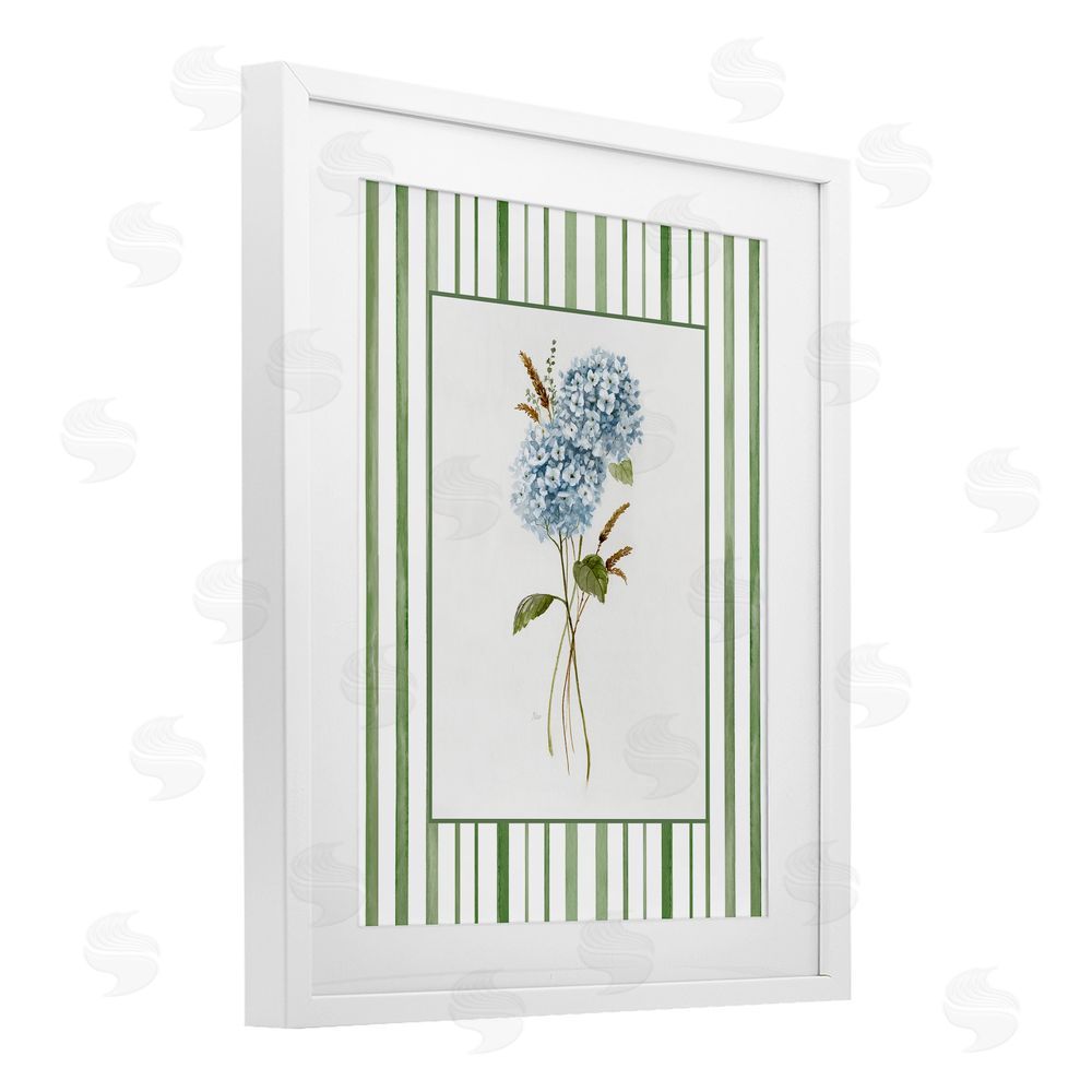 Nan Blue Hydrangea & Dried Wheat White Framed Print Under Glass Wall Art