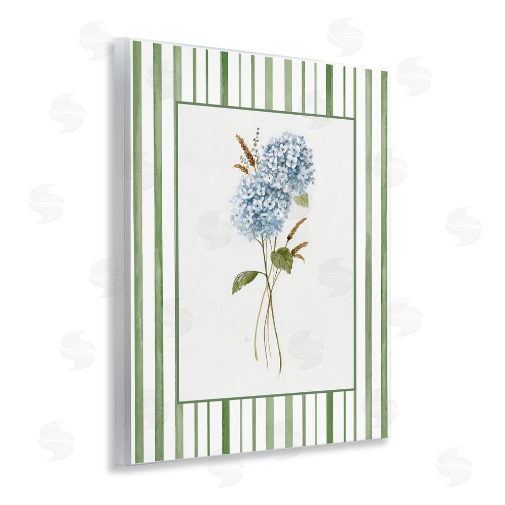 Nan Blue Hydrangea & Dried Wheat Wooden Wall Plaque Art Print