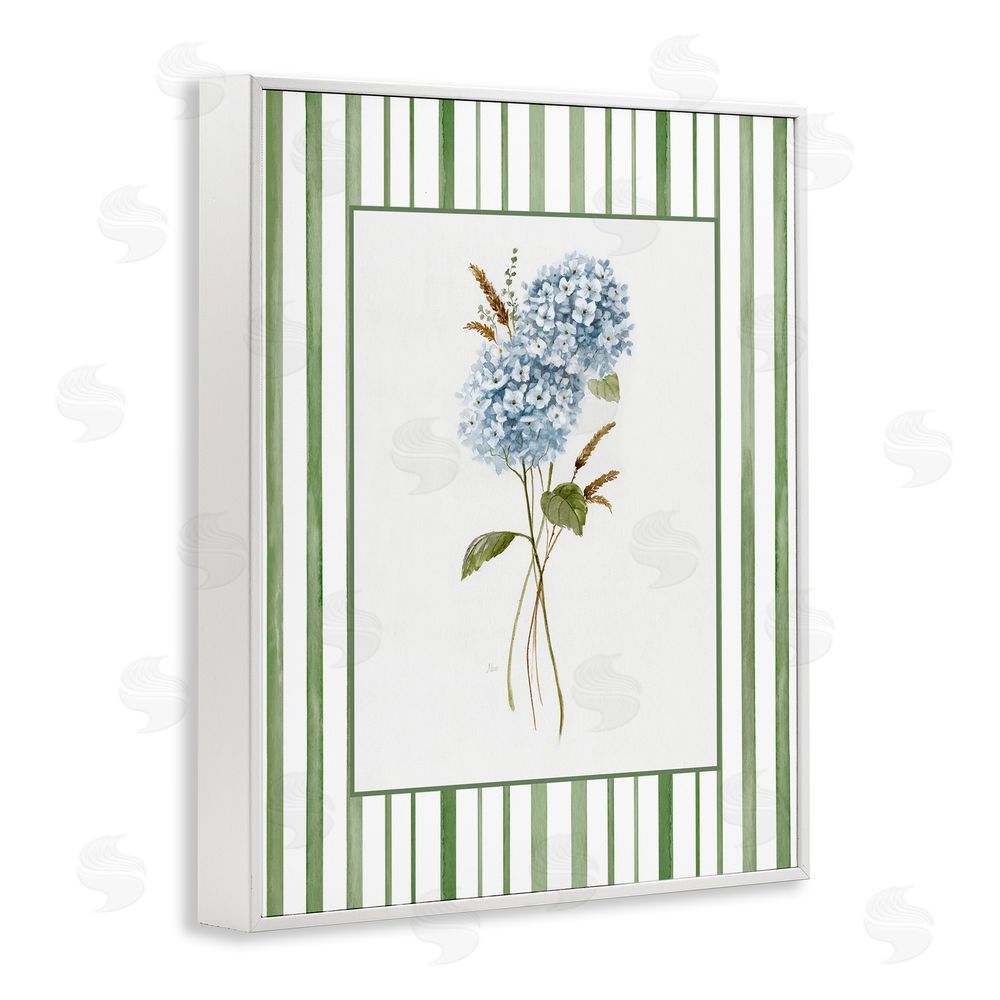Nan Blue Hydrangea & Dried Wheat White Framed Giclee Wall Art Print