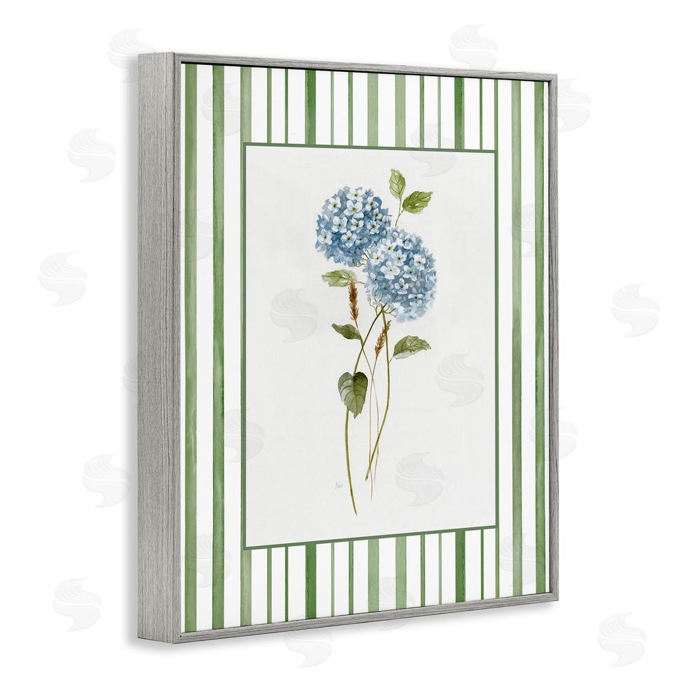 Nan Delicate Hydrangea & Dried Wheat Gray Framed Giclee Wall Art Print