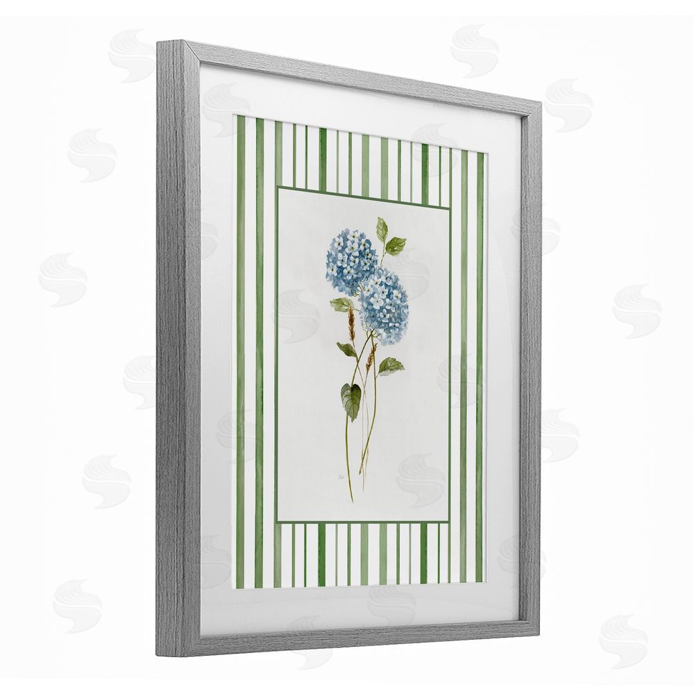 Nan Delicate Hydrangea & Dried Wheat Gray Framed Print Under Glass Wall Art