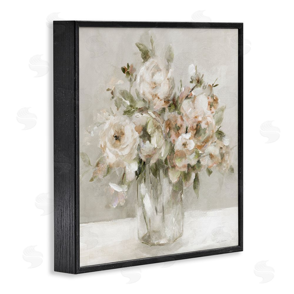 Carol Robinson Soft Neutral Floral Still Life Black Framed Giclee Wall Art Print