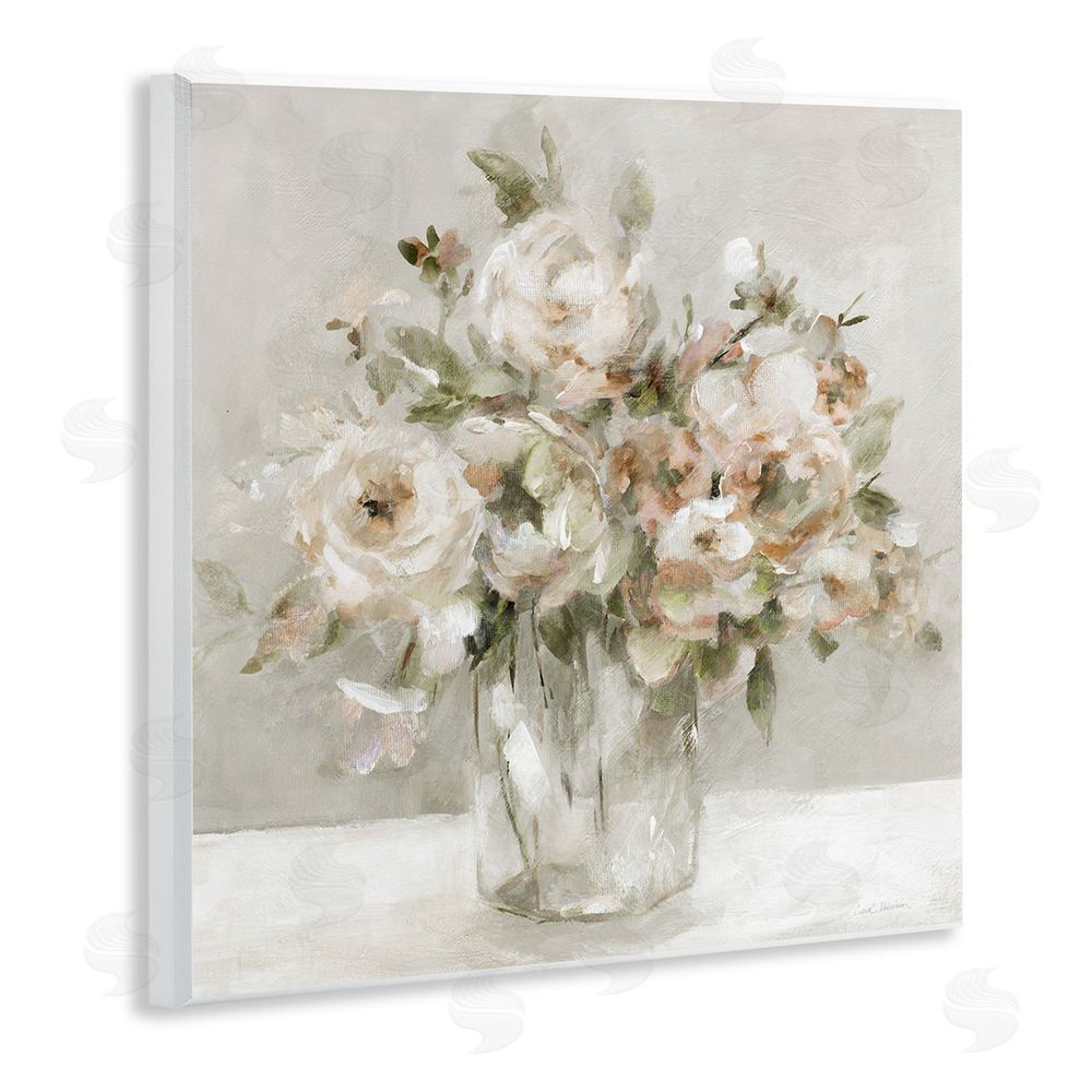 Carol Robinson Soft Neutral Floral Still Life Wooden Wall Plaque Art Print