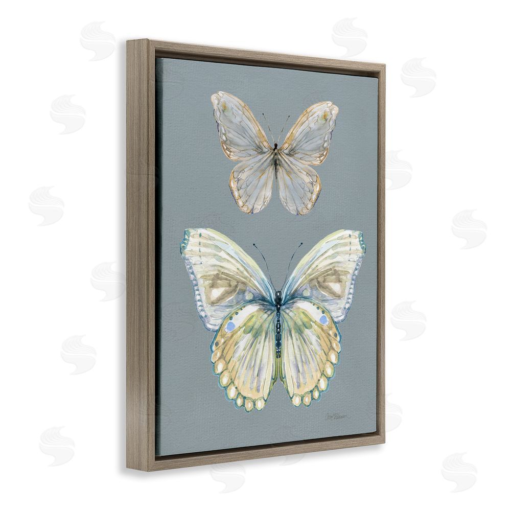 Carol Robinson Butterfly Pair Study Brown Floating Frame Canvas Wall Art Print