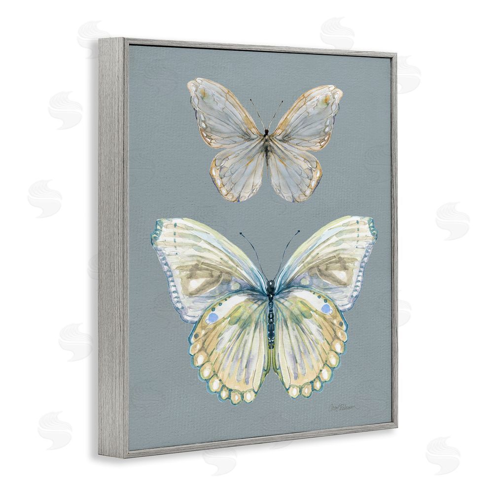 Carol Robinson Butterfly Pair Study Gray Framed Giclee Wall Art Print