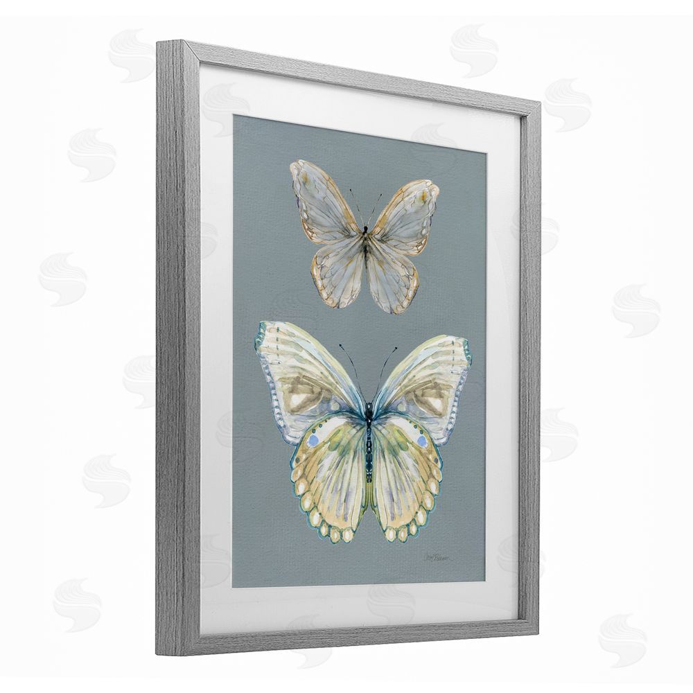 Carol Robinson Butterfly Pair Study Gray Framed Print Under Glass Wall Art