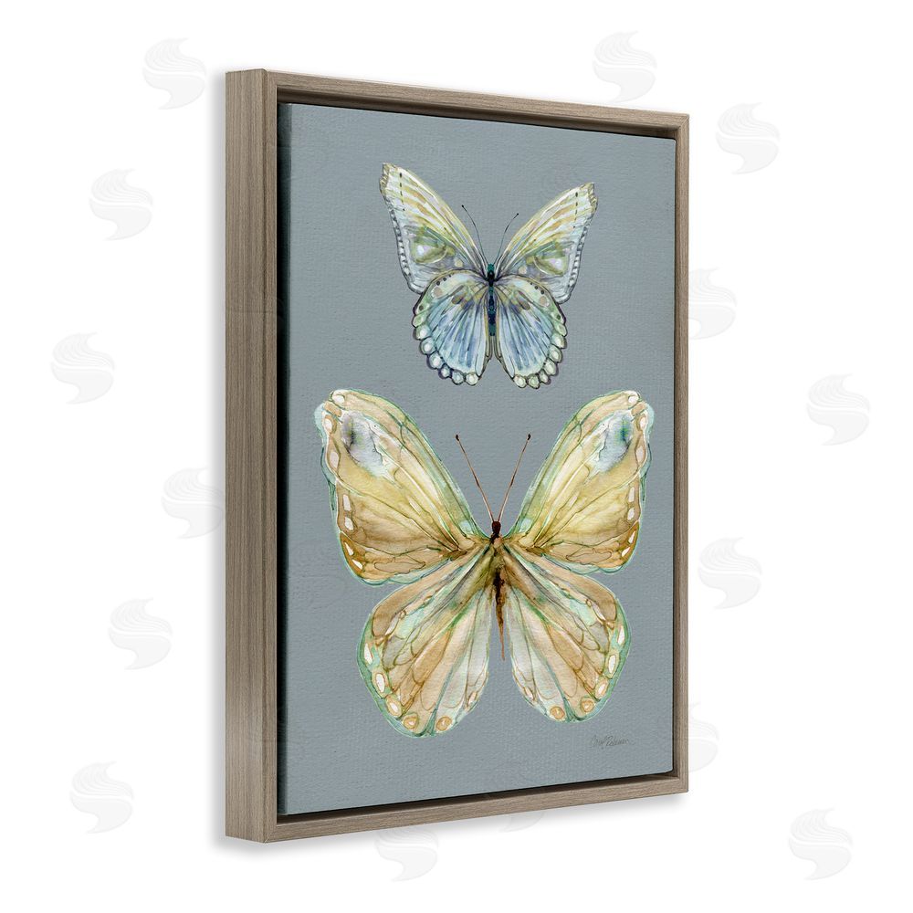 Carol Robinson Delicate Butterflies on Slate Brown Floating Frame Canvas Wall Art Print