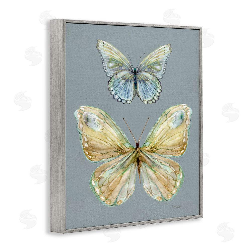 Carol Robinson Delicate Butterflies on Slate Gray Framed Giclee Wall Art Print