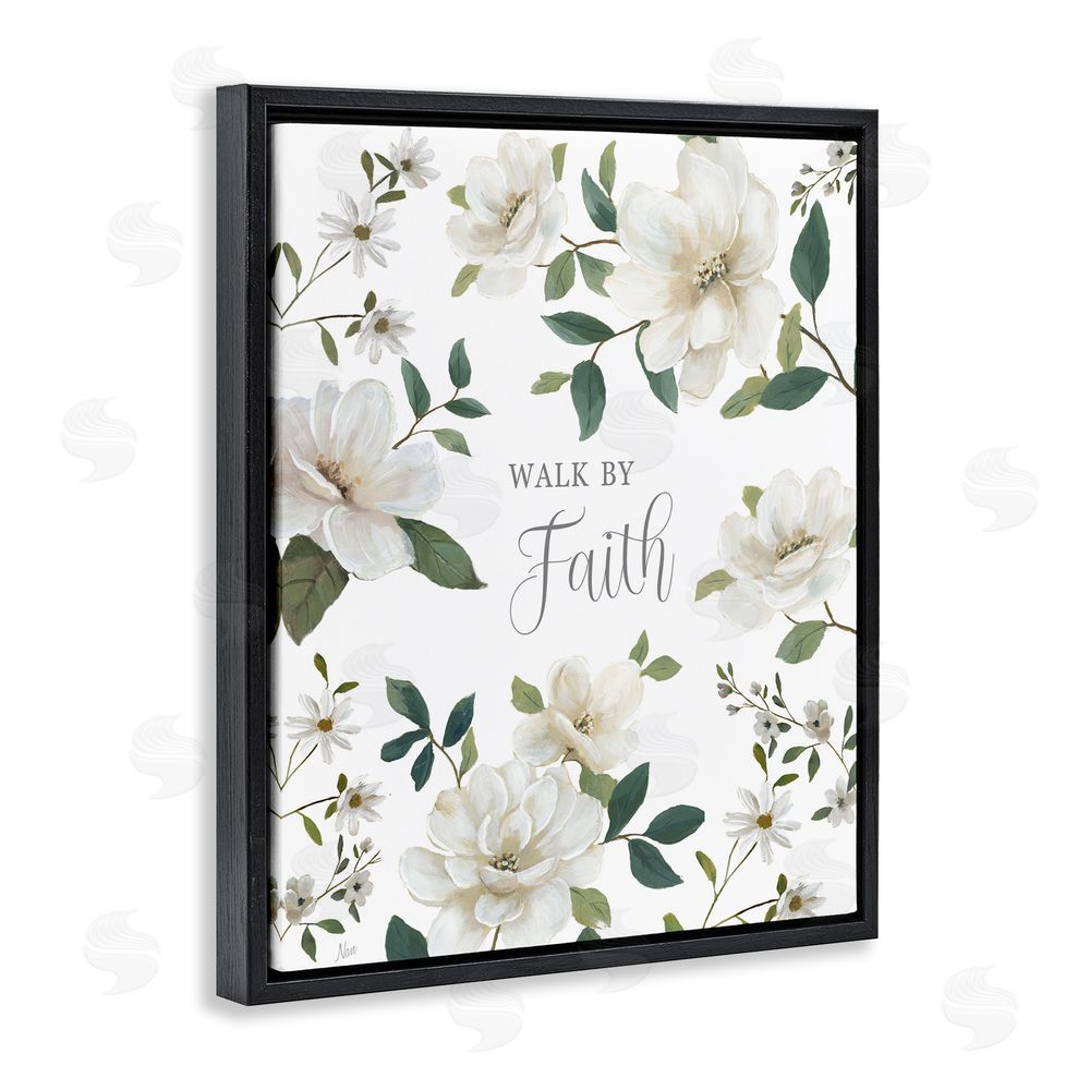 Nan Floral Walk By Faith Black Floating Frame Canvas Wall Art Print