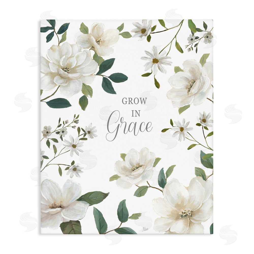 Nan Floral Grow In Grace Stretched Canvas Wall Art Print