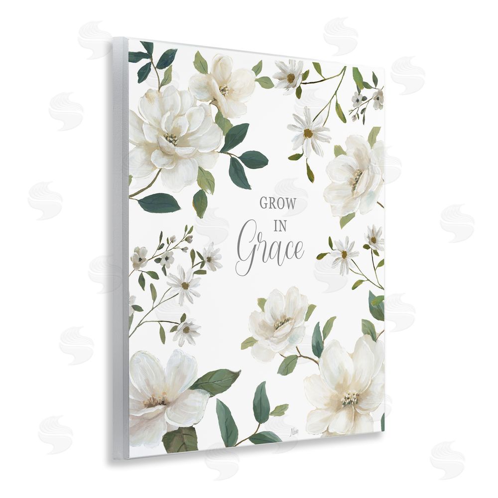Nan Floral Grow In Grace Wooden Wall Plaque Art Print