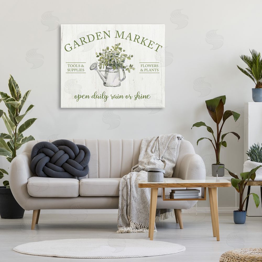 Sally Swatland Open Daily Garden Market Stretched Canvas Wall Art in Room