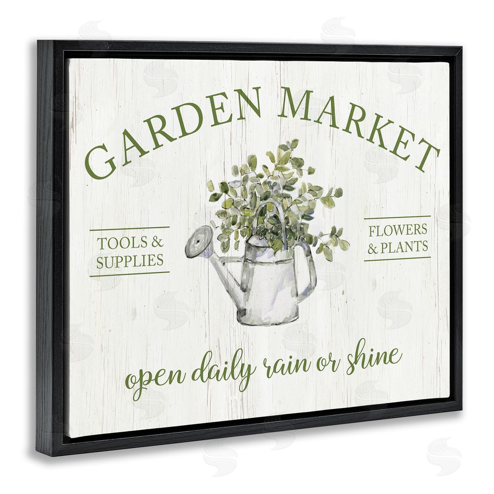 Sally Swatland Open Daily Garden Market Black Floating Frame Canvas Wall Art Print