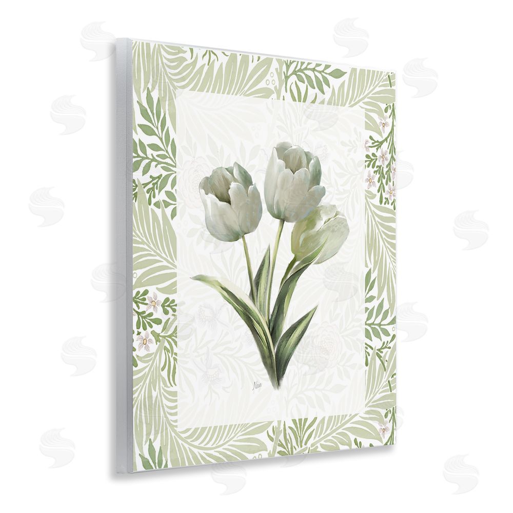 Nan Pale Green Tulip Trio Wooden Wall Plaque Art Print