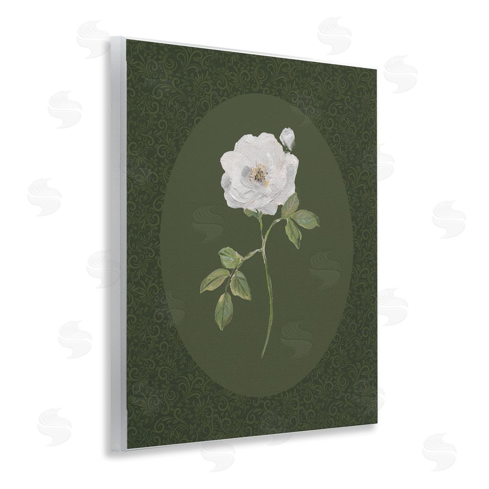 Sally Swatland Emerald & White Oval Rose Wooden Wall Plaque Art Print