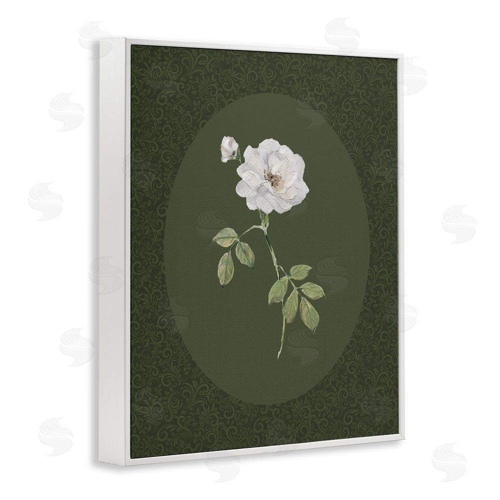 Sally Swatland White Rose on Emerald White Framed Giclee Wall Art Print