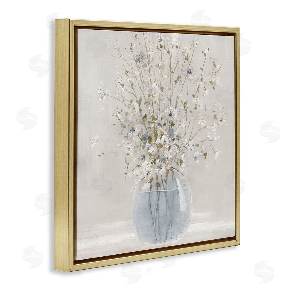 Carol Robinson Serene Glass Vase Bouquet Gold Floating Frame Canvas Wall Art Print