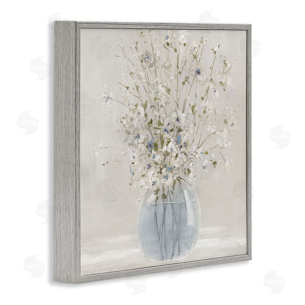 Carol Robinson Serene Glass Vase Bouquet Gray Framed Giclee Wall Art Print