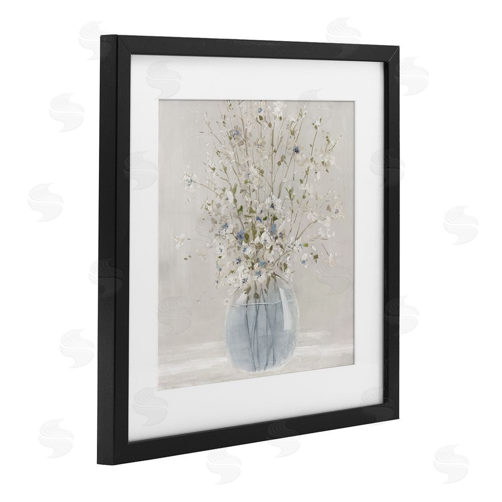 Carol Robinson Serene Glass Vase Bouquet Black Framed Print Under Glass Wall Art