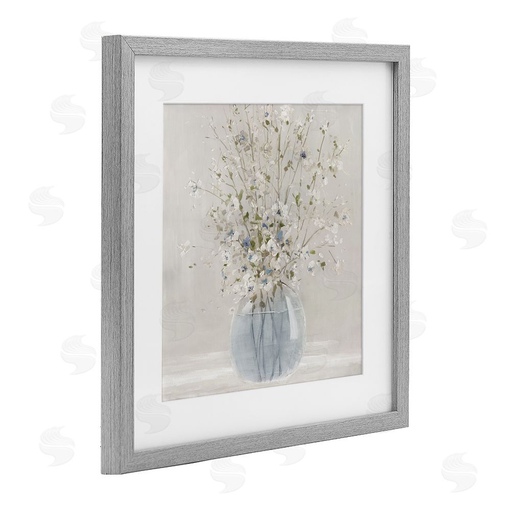 Carol Robinson Serene Glass Vase Bouquet Gray Framed Print Under Glass Wall Art