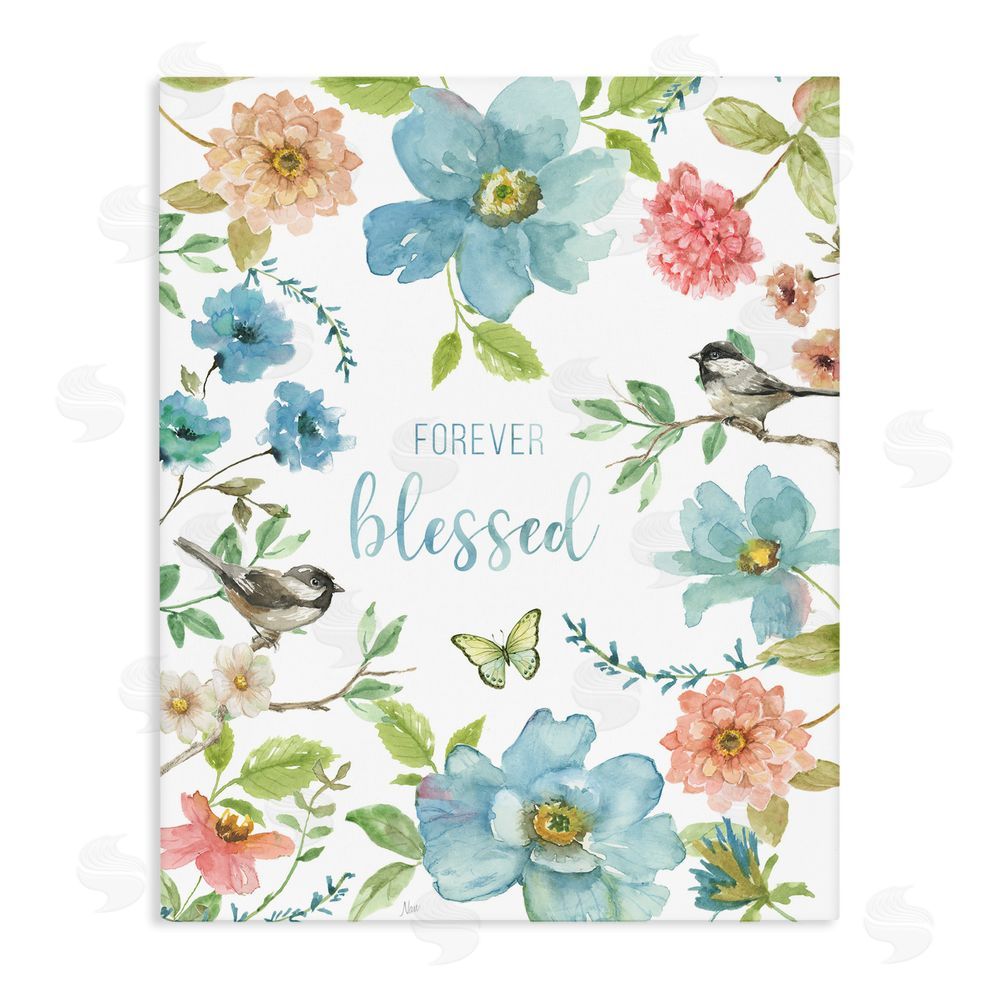 Nan Forever Blessed Pink & Blue Stretched Canvas Wall Art Print